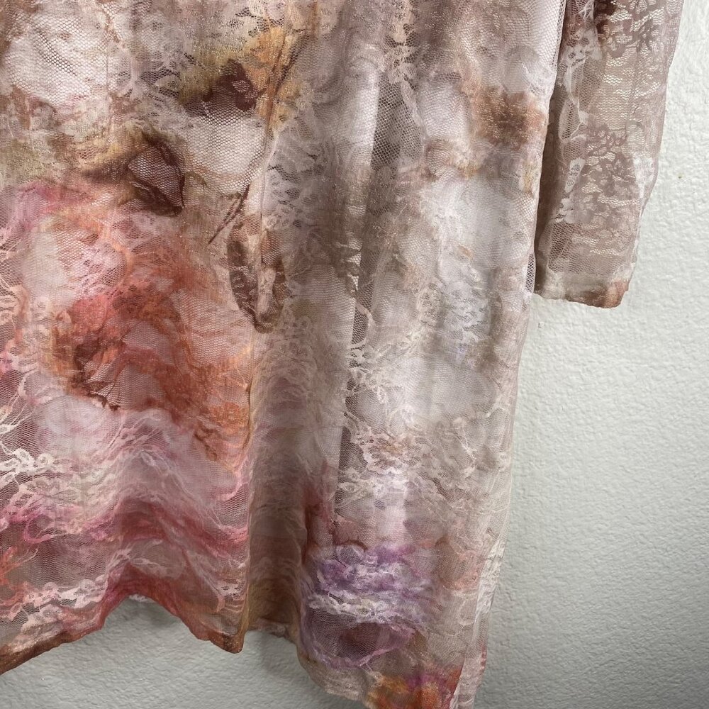 Cal Style Top Women's Lace Tunic Asymmetrical Hem Pink 2XL Fairy Romantic Boho - Picture 7 of 12